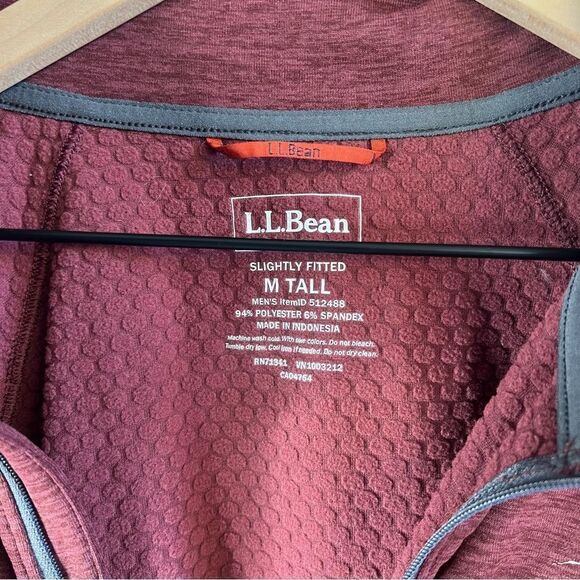 L.L. Bean Airlight Knit Pullover Maroon size Medium Tall Quarter Zip Sweatshirt - Picture 3 of 5